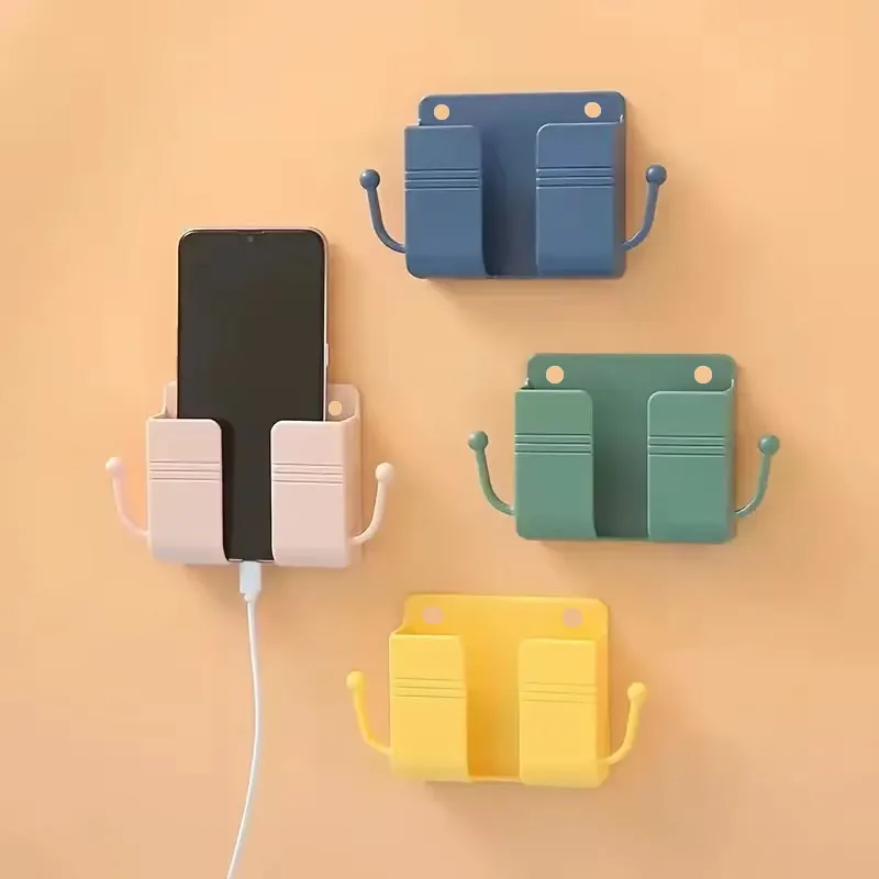 1pc držiak na montáž na stenu na stenu s háčikmi, úložný box pre mobilný telefón diaľkové ovládanie úložnej skrinky Spálňa Kuchyňa