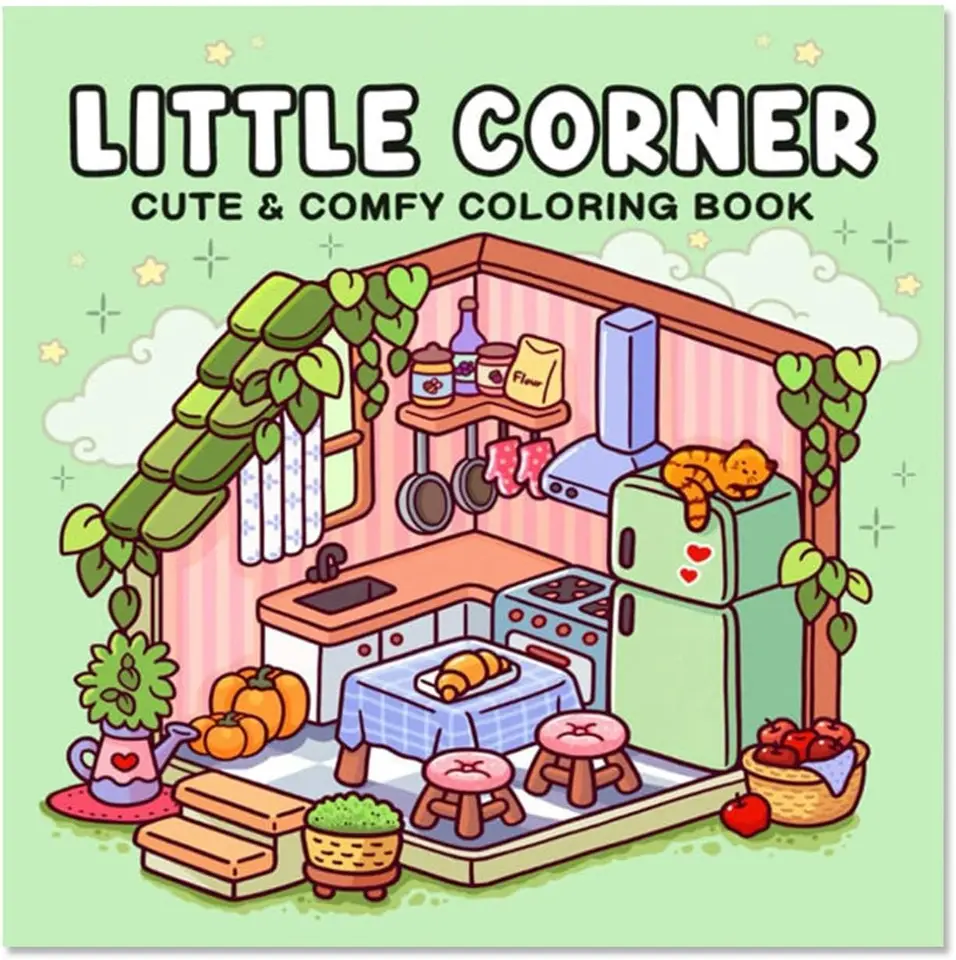 1pc Enchanting Little Corner Omaľovánka: Ponorte sa do super roztomilých hygge priestorov pre konečnú relaxáciu