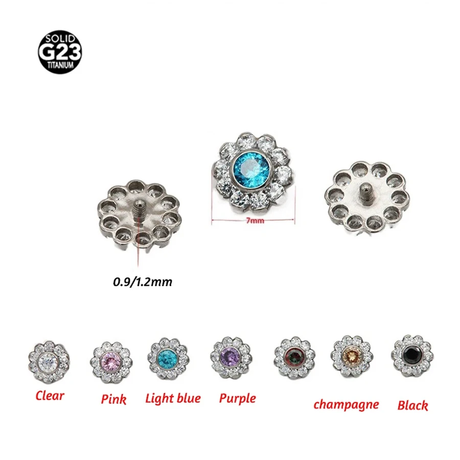 1pc f136 titánový cz dermálny kotvový tvar Moon dermal ukotvená kvetinová hviezda piercings pokožka potápač Piercing Body šperky 14g