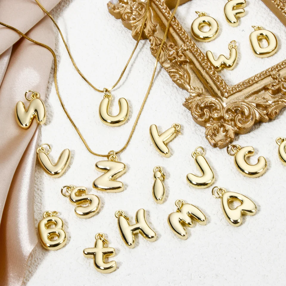 1PC Fashion 3d Letter Charms Brass 18k Gold Trplated Capital abeceda AZ prívesok DIY Náhrdelník Dámske šperky príslušenstvo