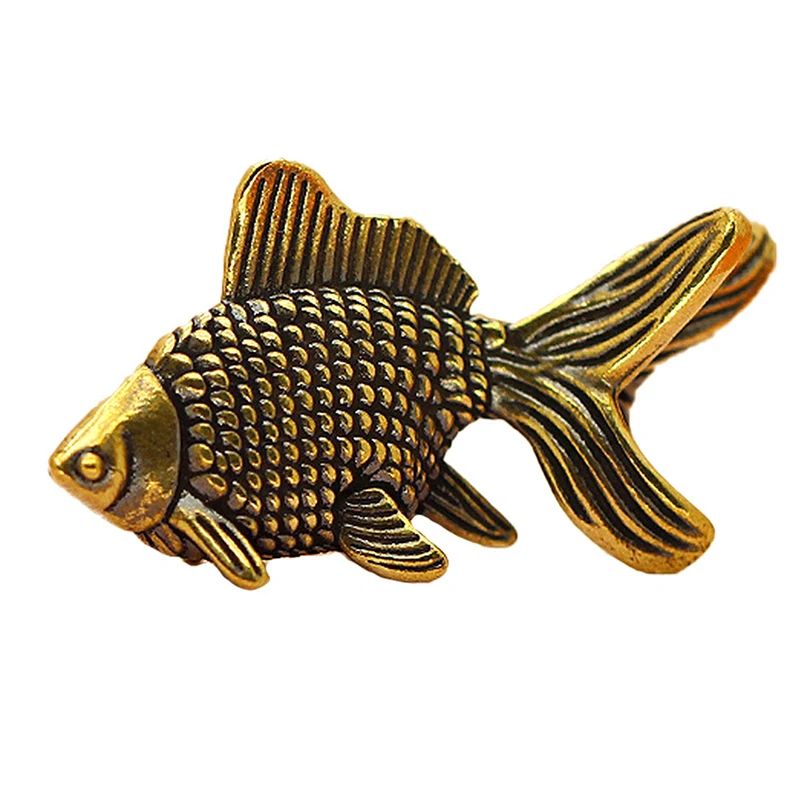 1PC Figuríny zlatých rybiek Retro mosadz Lucky zviera socha Ornament Ornament Domovod dekorácie stola dekorácia čaj Pet roztomilé darčeky