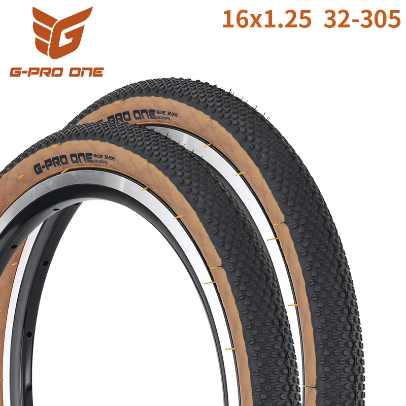 1pc G-pro One 16x1.25 32-305 skladacia pneumatika 16 palcov hnedá pokožka Edge Anti-Slip Tire 305 Ľahká skladacia pneumatika pre 305 bicyklov