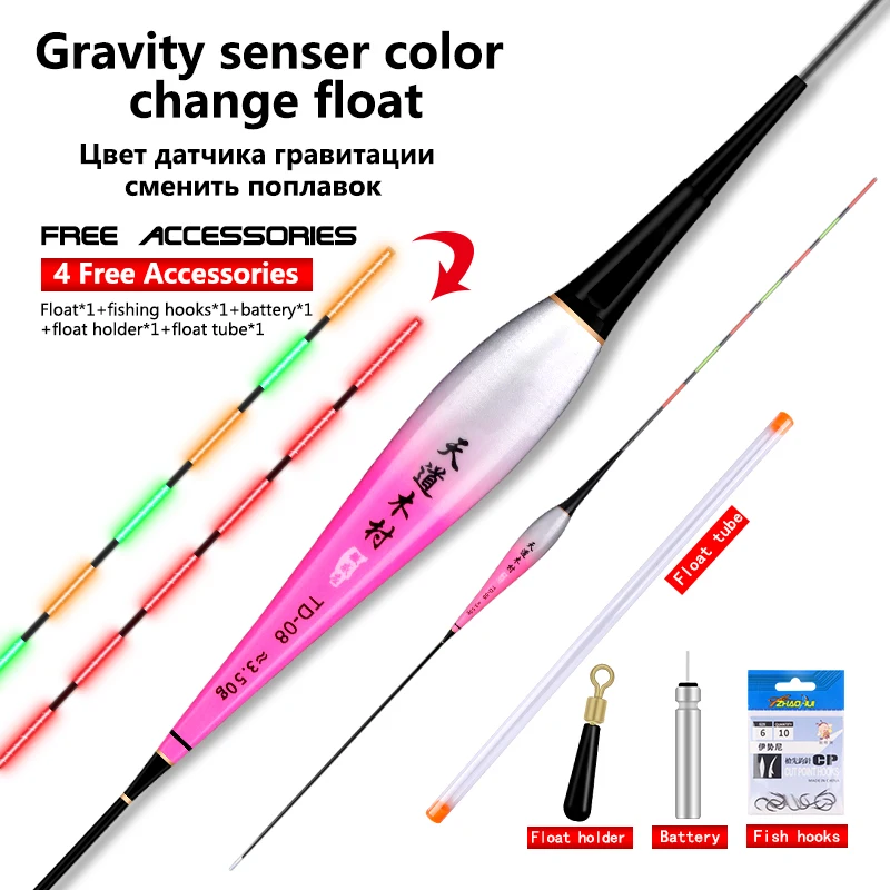 1pc gravitačný senzor float+1 CR425 batéria+1 bójový odpočinok+1 plaváková trubica+1 vrecká Háčiky s farbami vymeniteľné svetelné vertikálne plavákové nástroje