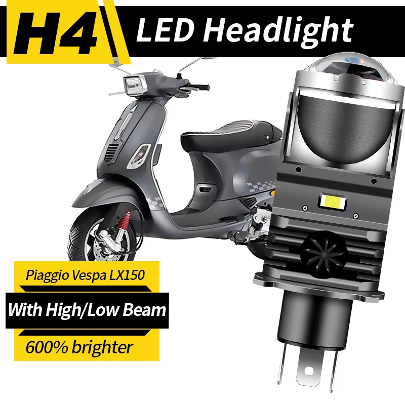 1PC H4 LED projektor Motocykel Motocyklu 25 W 50000LM objektív s ochladením ventilátora HI LO BEAM Žiarovka pre Vespa LX150