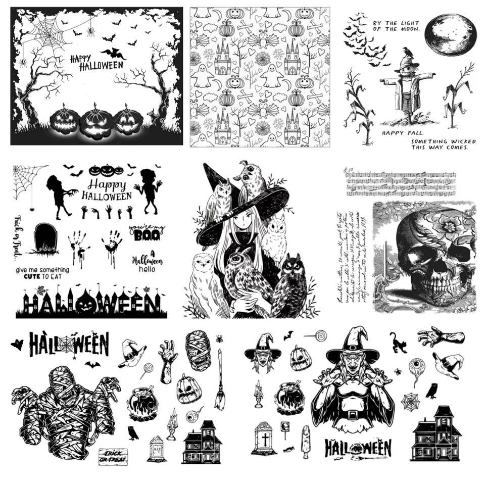 1PC Halloween Clear Silikone Stamps for DIY Cards Cance/Foto album/Scrapbooking Crafts, maľovacie nástroje pre fandov a umelcov
