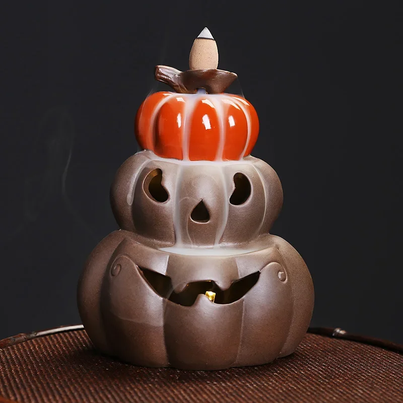 1PC Halloween dekorácie tekvica lampa vodopád spätný tok kadidla horák ručný držiak kadidla na domácu relaxáciu čajový maznáčik