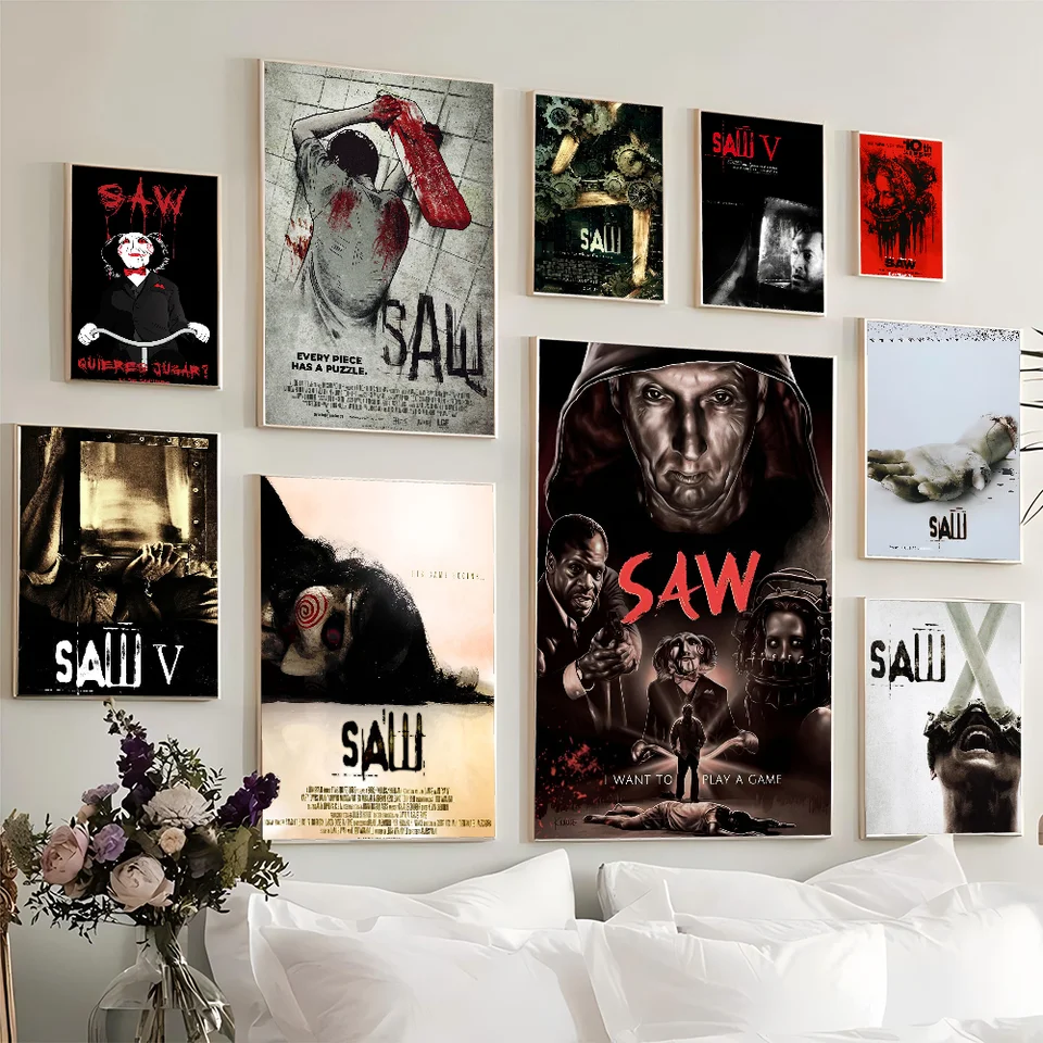1pc hororový film píla plagát film lepivé plagáty retro kraft papierové nálepka DIY ROOM BAR Kavia