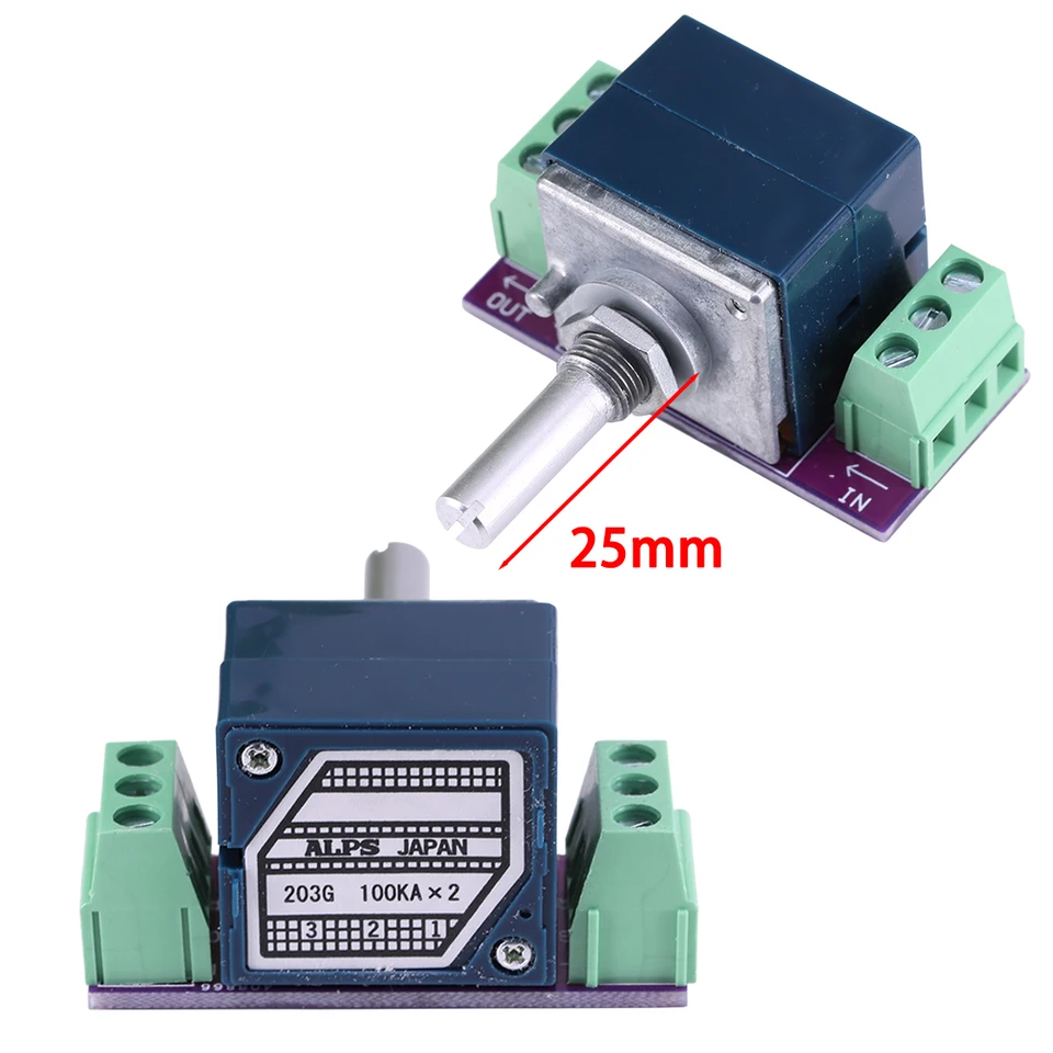 1PC Japonsko Alpy RK27 50KA 100KA 10KA 20KA 250KA Stereo objemový potenciometer atenuátor pre HIFI Audio AMP CD 6 mm okrúhly hriadeľ ± 20%