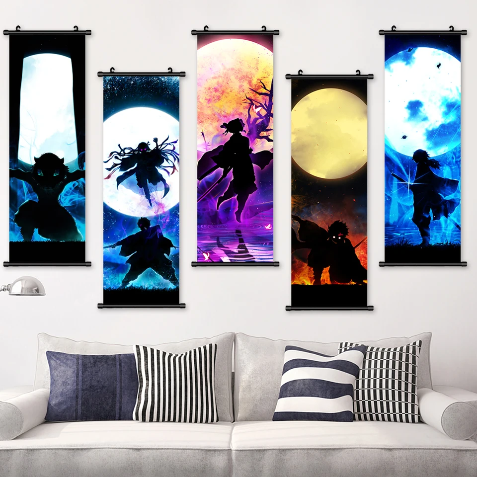 1pc japonský anime v štýle plastový závesný maľba Demon Slayer Canvas Plagáty Art for Home Decoration