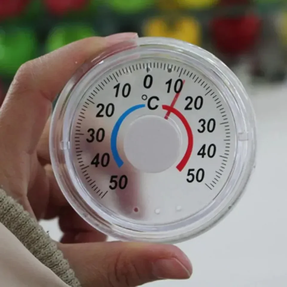 1pc jednoduchý teplomer typu ukazovateľa pre kruhové plastové dvere a okná