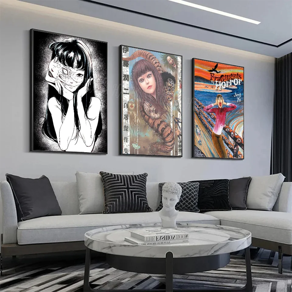 1pc Junji Ito Horror Anime Plagát HD Plagáty Domáce izba Bar Cafe Decor Art Wall Maľba Obrázok