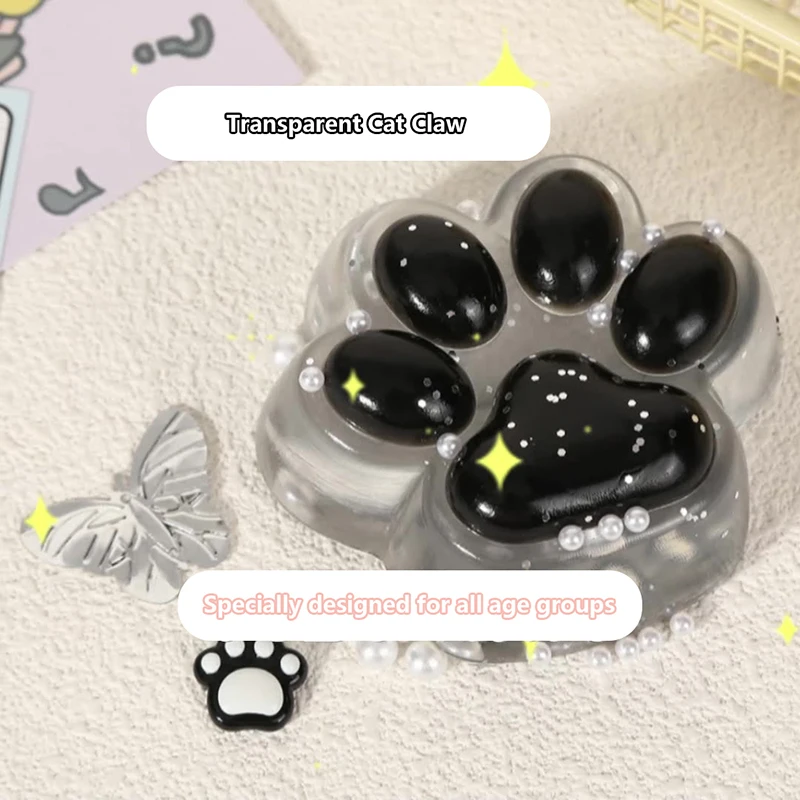 1pc kawaii TPR Čierna mačka mapa s mäkkou relixom relax dekompresné hračky Mochi taba Transparent Crystal Cat Paw New Fidget Toy