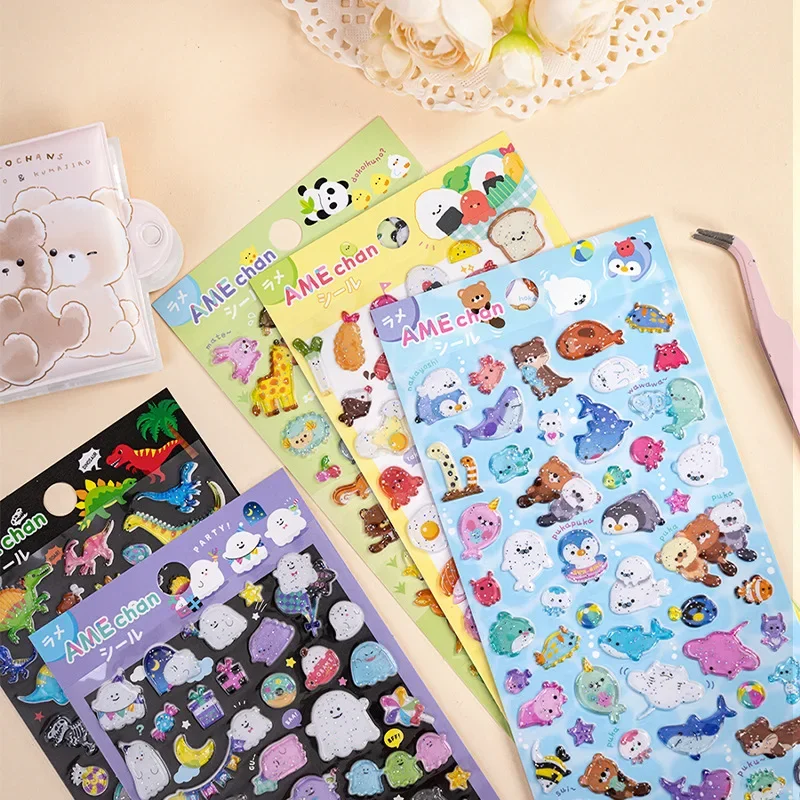 1pc kawaii trblietajúce sa 3D sushi morské zvieratá Nálepky nálepky zo scrapbooking DIY Journal Stationaly Sticker Gift Deco Art