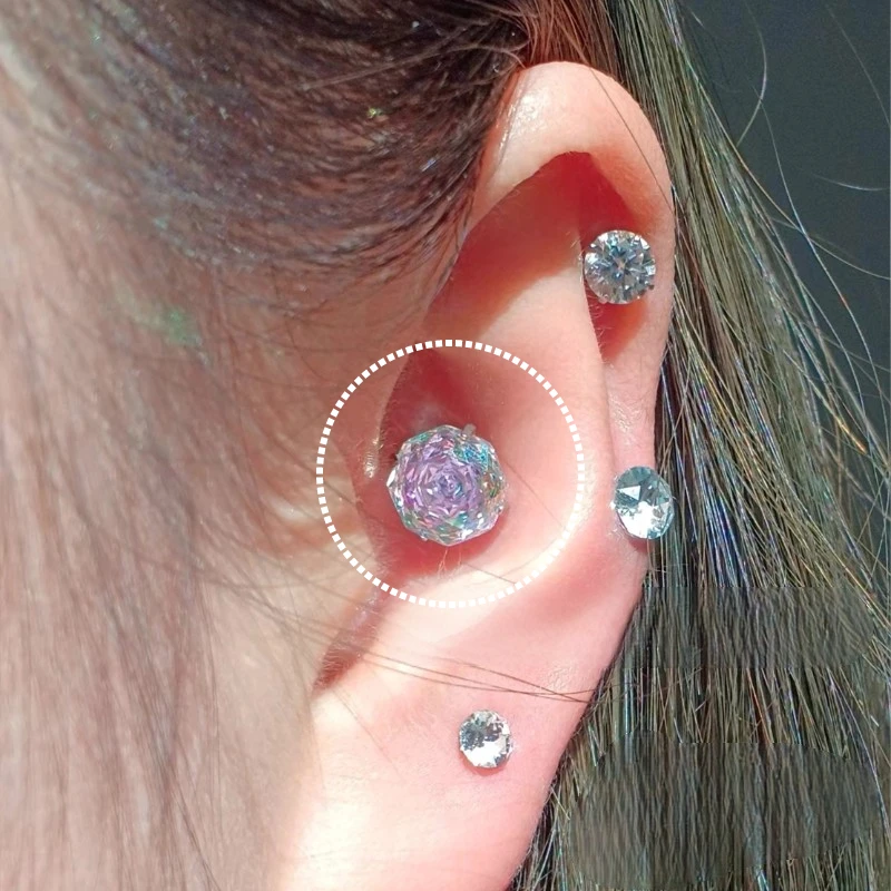 1pc klasické 4 pazúry 8 mm kubické zirkónia dámske náušnice ružové krištáľové kamenné helixové uši luxusné svadobné večné šperky