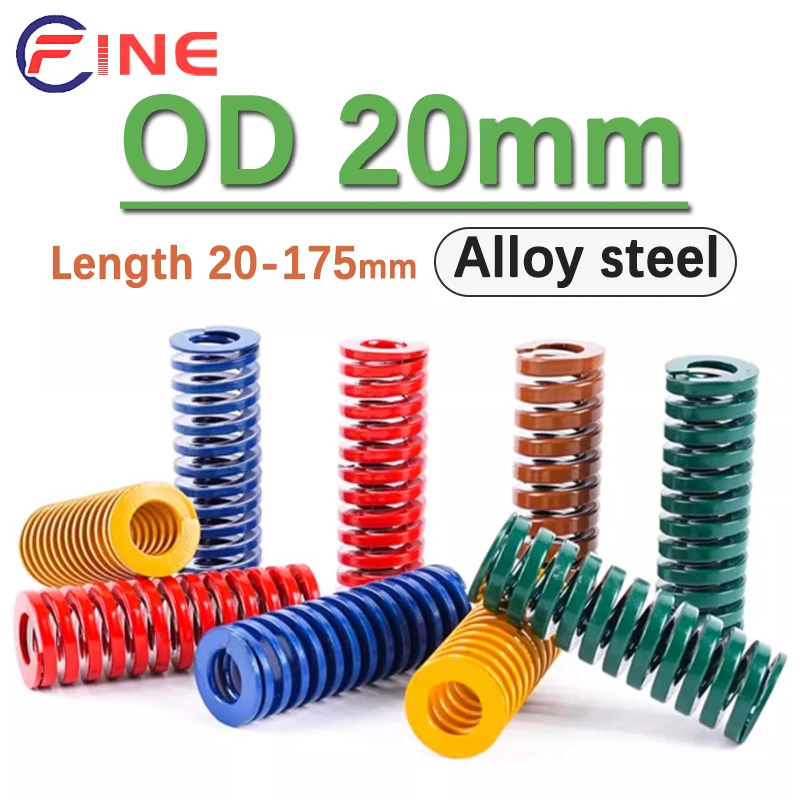 1pc kompresná pružina zaťaženia Die na pružinu Žltá/modrá/červená/zelená/hnedý vonkajší priemer 20 mm dĺžka 20-175 mm