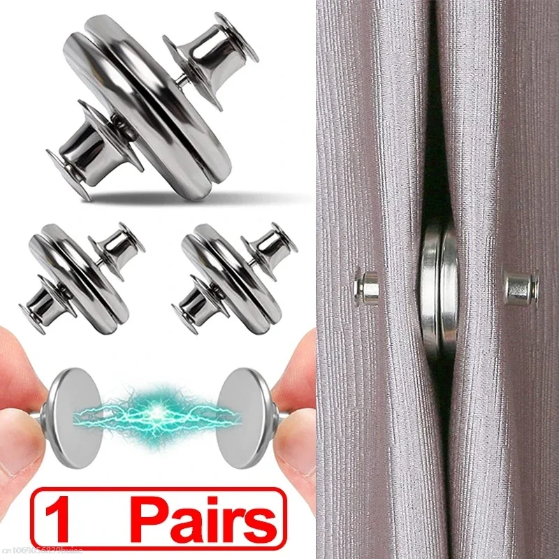 1PC kovové magnetické záclony držiak na gombíky Odnímateľný okenný obrazovka Zatvorte Magnet pracka Svetlo odolné v miestnosti Závesné sponky