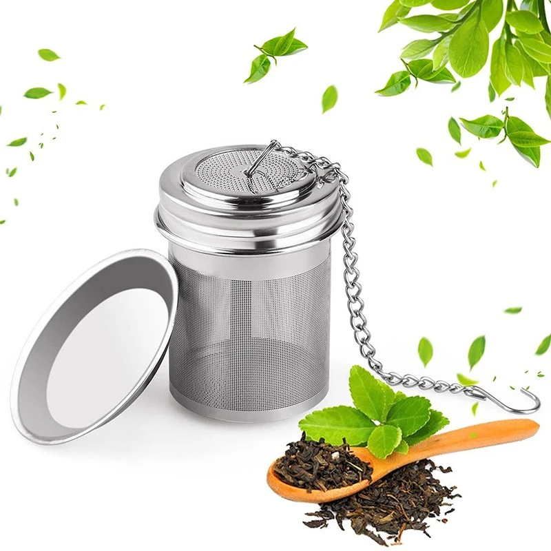 1PC Kreatívna z nehrdzavejúcej ocele Tea Infuser Listor Lisk Locking Spice Bylinná čajová kanváka opakovane použiteľná sieťovina Domáce kuchynské doplnky