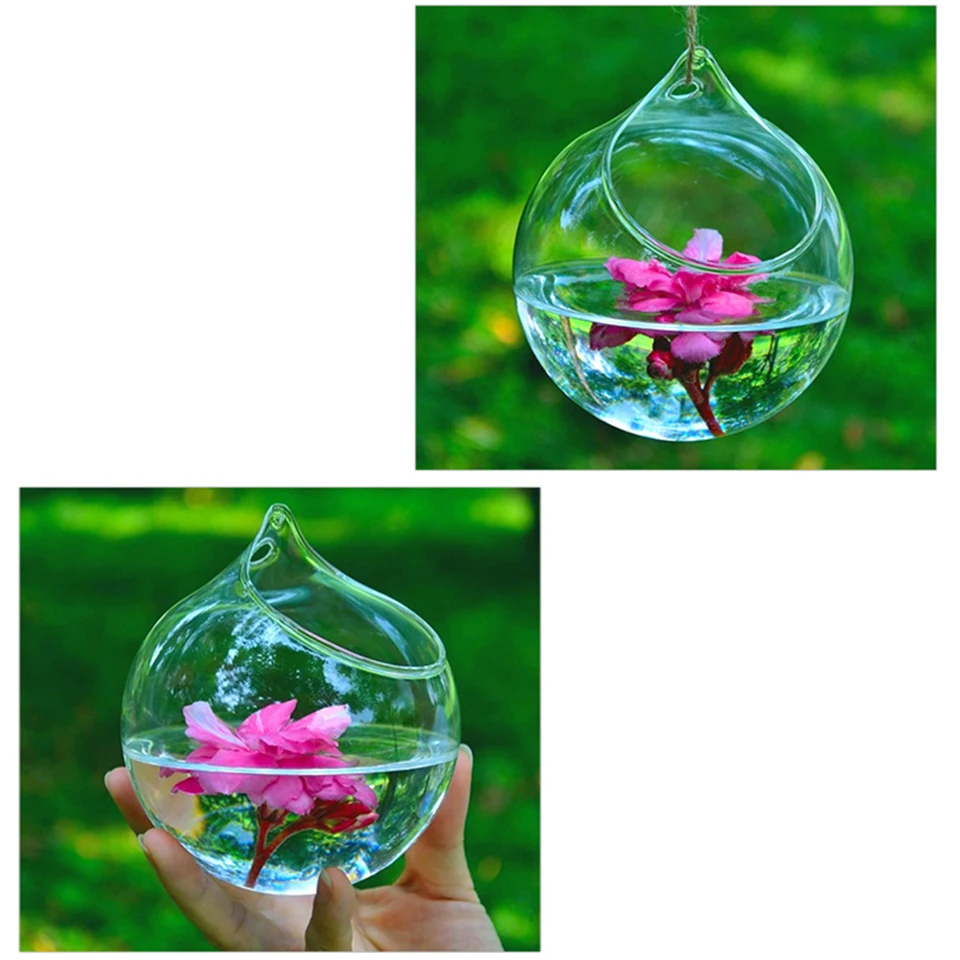 1PC Kreatívne číry zavesenie guľôčkového skla Flowerpot Office Decor Decor Flower Planter Vase Terrarium Container Krajina fľaša