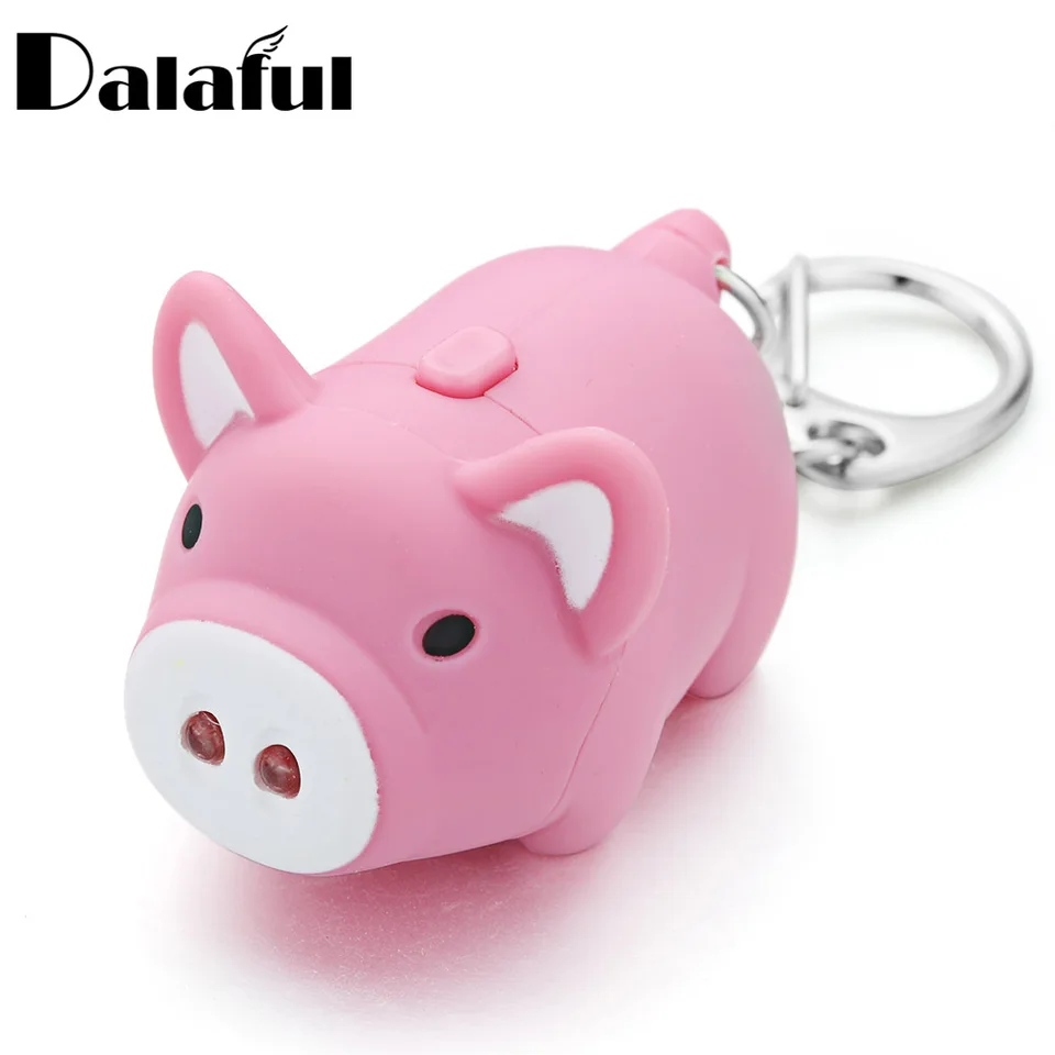 1pc kreslené ošípané LED Keychains so zvukovou baterkou Kreatívne detské hračky Key Rings Chians Jewelry Child Darček K380