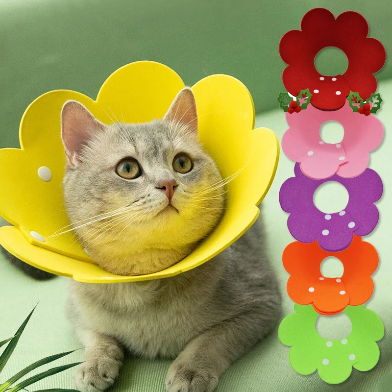 1pc kvetinová koruna Felt Pet Collar Circle Sun Flower Cat Slim Head Cover Pooperation Recover