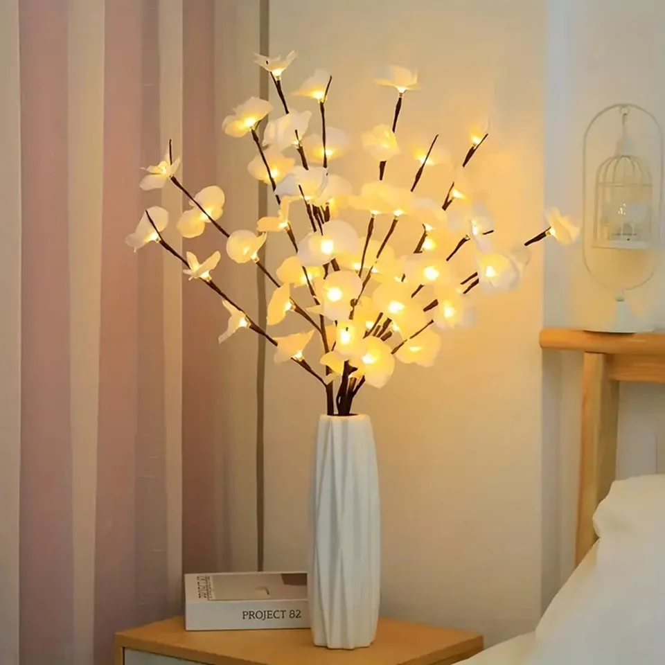 1pc kvety vetvy svetlá Umelecké biele biele phalaenopsis dekoratívne svetlá kvetinový tvar svetlo realistické domáce zvieratá kvetinová izba dekor