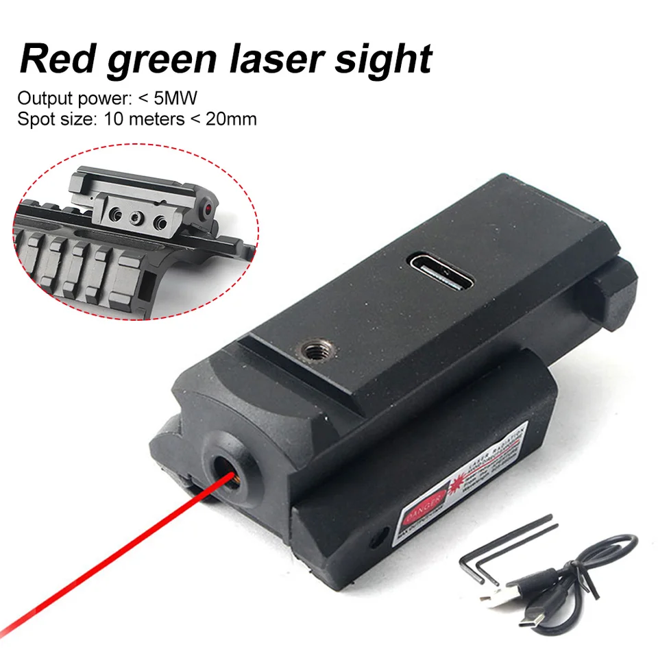 1pc laserový pohľad prenosný bod USB nabíjateľný pre 20 mm picatinny Rail s ambixtróznou mini zelenú červenú modrú bodku laserový zrak laser