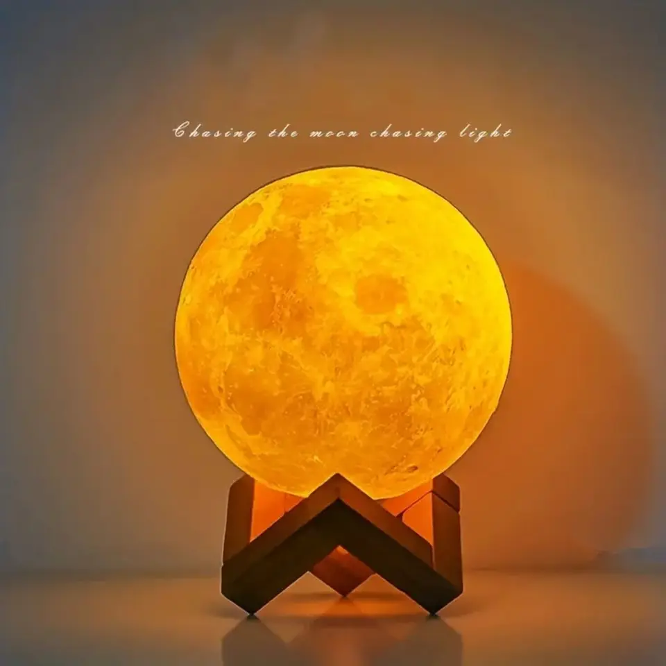 1PC LED Moon Night Light Priemer 12 cm/4,72in batéria s držiakom atmosférou pre narodeniny