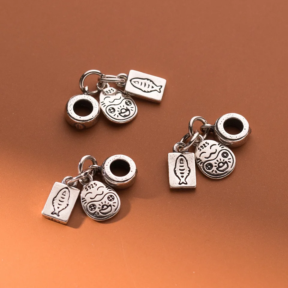 1PC/Lot S925 Silver Japan-Chic Vintage Lucky Jewelry Charms Handraft Náramky Strieborné prívesky DIY Šperky materiály