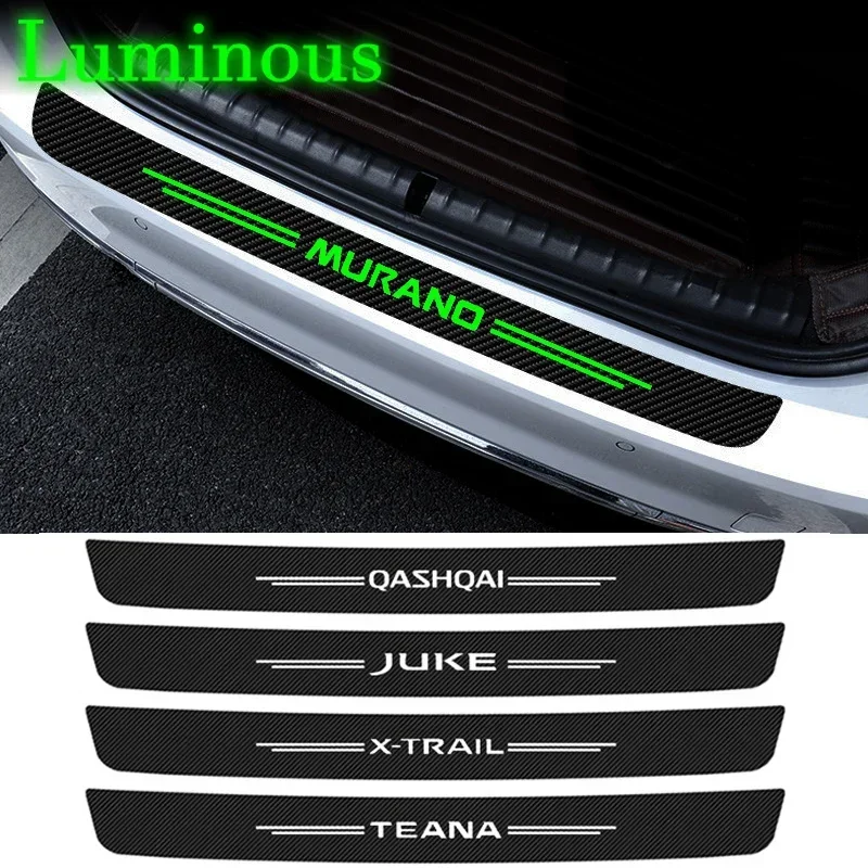 1PC Luminous Tape Tape Car Trunk Dvere Sill Ochrané nálepky pre Nissan Qashqai Juke Leaf Kicks X-Trail Patrol Teana Murano Micra Poznámka