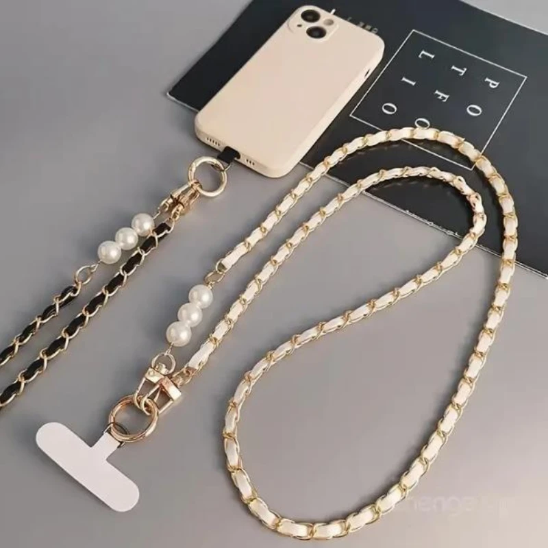 1PC Luxusný remienok na mobilný telefón Pearl Bag Reater Chain Crossbody Reťaz vhodný pre Samsung Galaxy S24 Ultra Galaxy Z Fold6