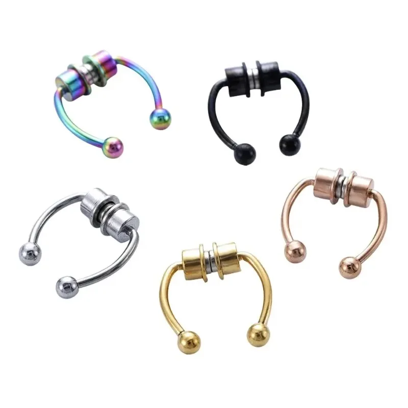 1PC Magnetické nepravdivé nosné krúžky, non-prepichovacie sacie šálky Horsehoe Septum Rings Neroad Ocel Nose Cuff Piercing Jewelry