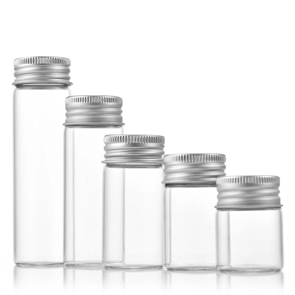 1pc malé sklenené nádoby Čisté tekuté fľaše prázdne úložné liekovky Mini sklo fľaše Transparentné vzorky
