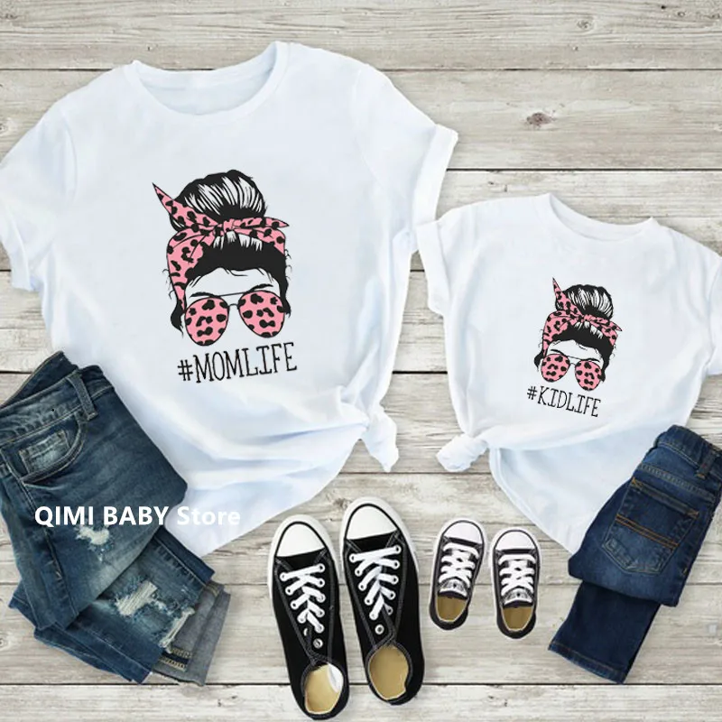1pc mama a dcéra Tops Tops Family Trhirt Tshirt Summer Summer Ruckve Family Look Look Tričká Matka a dcéra módne oblečenie