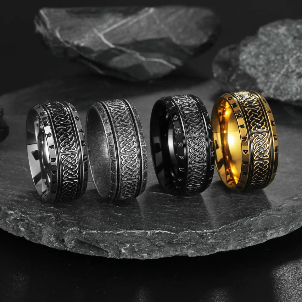 1PC Men'sviKing Ring Svadobný pás, Keltský prsteň uzla z nehrdzavejúcej ocele, Vintage keltský vzor Viking šperky