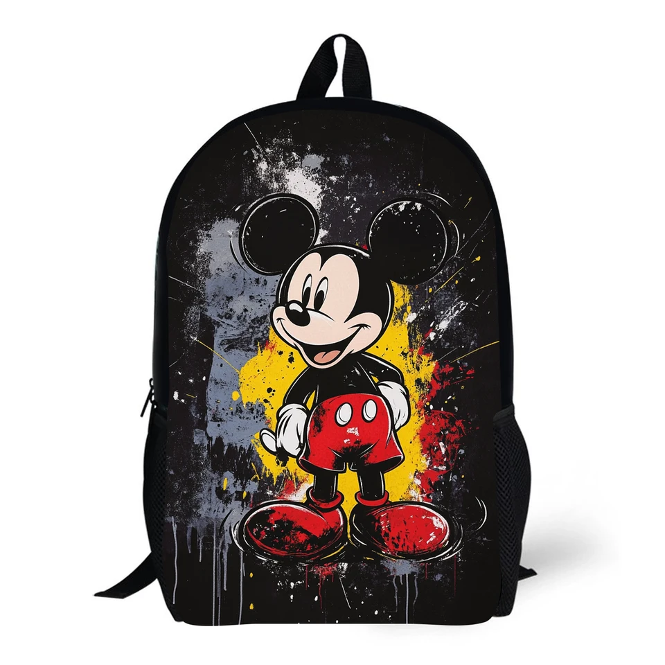 1PC Mickey Print Batch s postriekaným atramentom, batohom študenta, darčekom, vhodný na denné dochádzanie a cestovanie