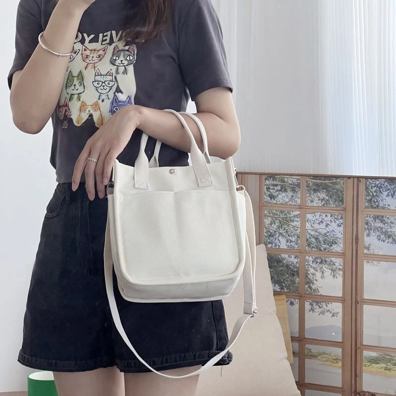 1pc-mini Canvas Tote Bag s hornou rukoväť