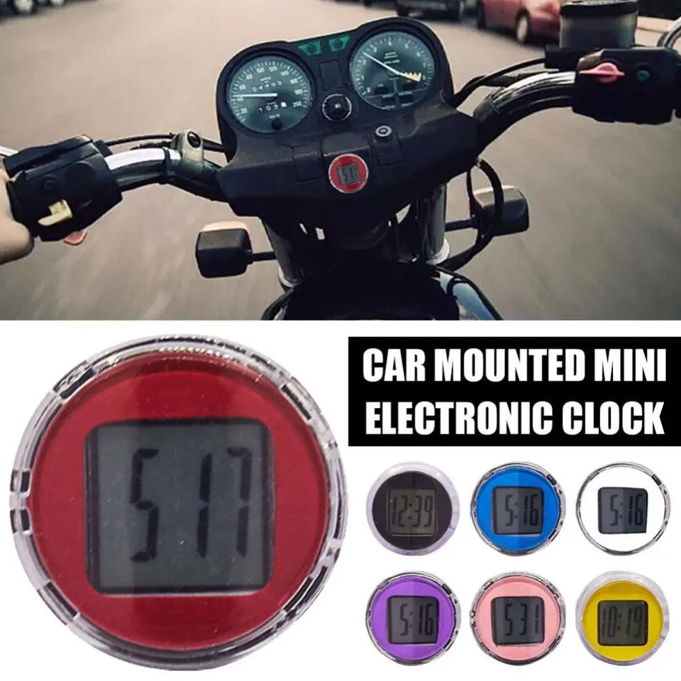 1PC Mini nepremokavé motocykle bicykel lepkavý digitálny displej hodinové hodinky Motocykel dekorácia automatické auto interiérové ​​doplnky