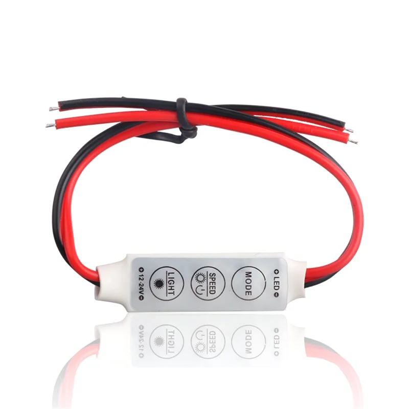 1pc Mini trojčlenný monochromatický ovládač LED dióda LED modul 3-kľúčový manuálny gombík stmievanie mikro blesku dýchanie červená čierna