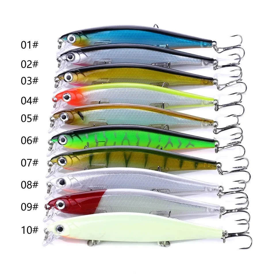 1PC Minnow Rybolov Lure Laser Tvrdá umelá návnada 3D oči 11 cm 13g Wobblers Carp Rybárske náradie pomaly potápanie Jercbait