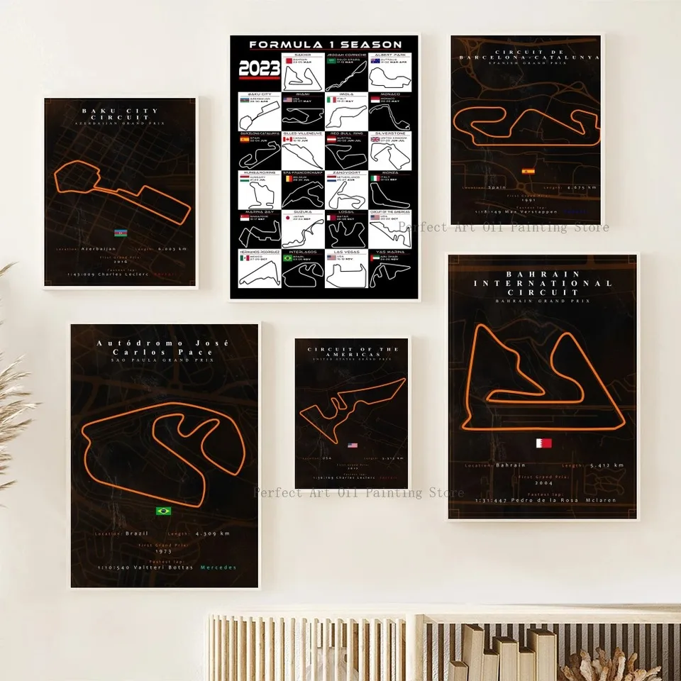 1PC Monako Track Formula F1 plagát papier tlač Platter Domov obývacia izba Spálňa Vstupná bar
