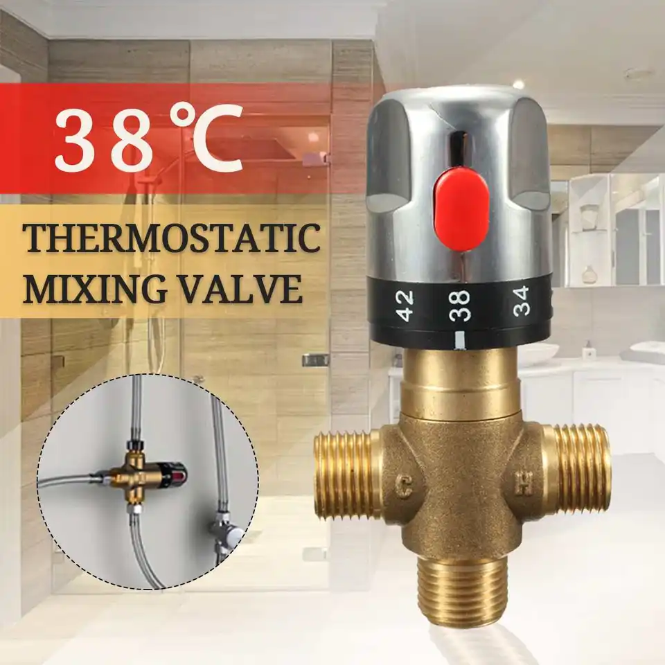 1pc mosadzný potrubie termostat faucet termostatický zmiešavací ventil kúpeľňová teplota