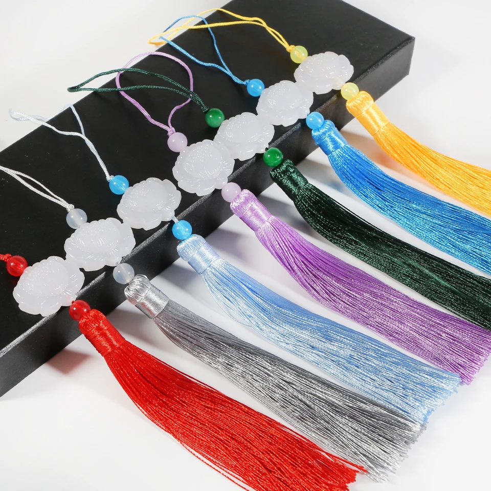 1PC Multicolor White Jade Lotus TASSELS DIY šperky výroby závesu Kľúčový taška na autá prívesok