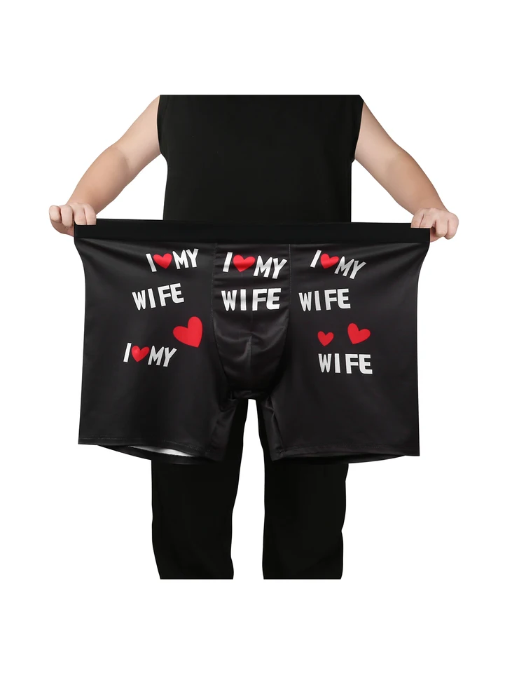 1pc mužov plus dlhé boxerové kraťasy so srdcovým písmenom Tlač pre neformálne oblečenie na Valentína