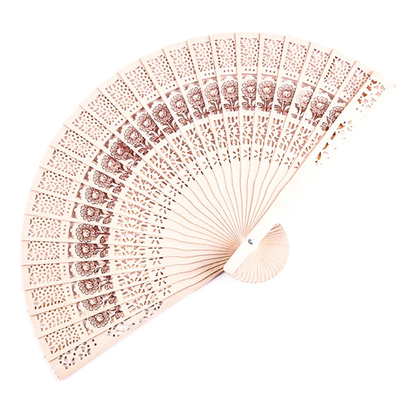 1pc módna svadobná ruka voňavá vyrezávaný bambusový skladací ventilač