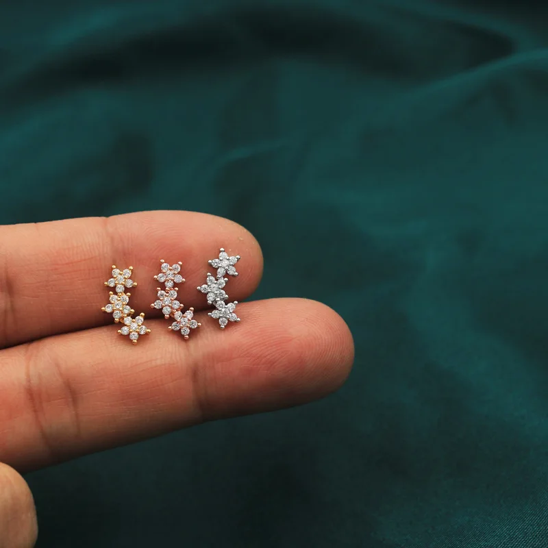 1pc módne krištáľové cz hviezdne cvočky náušnice Ženy Tragus chrupavku Helix Zirkón Náušnice