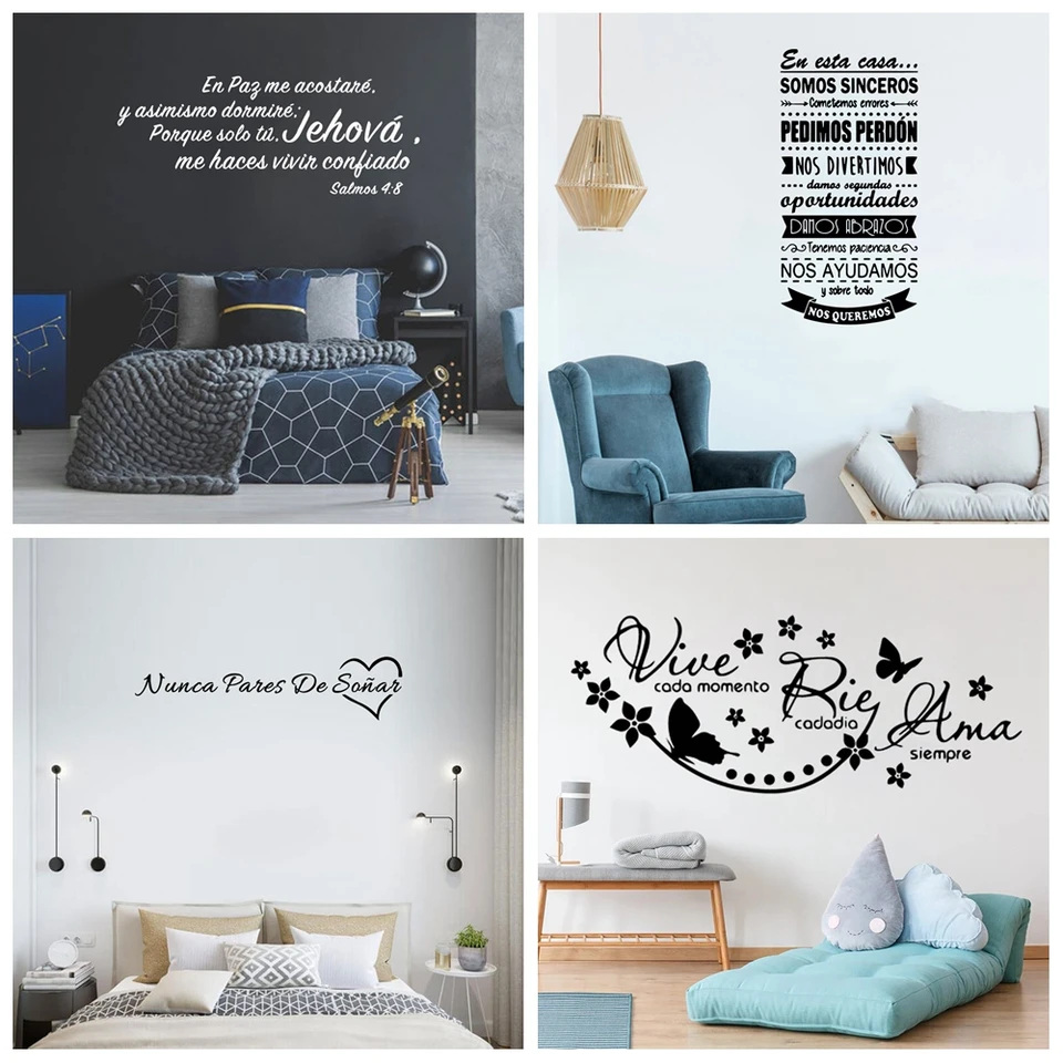 1pc módne španielske frázy vinylové nálepky pre spálňu dekorácie stena Nálepky Self Adhesive Španielske textové nálepky Domáce dekorácie
