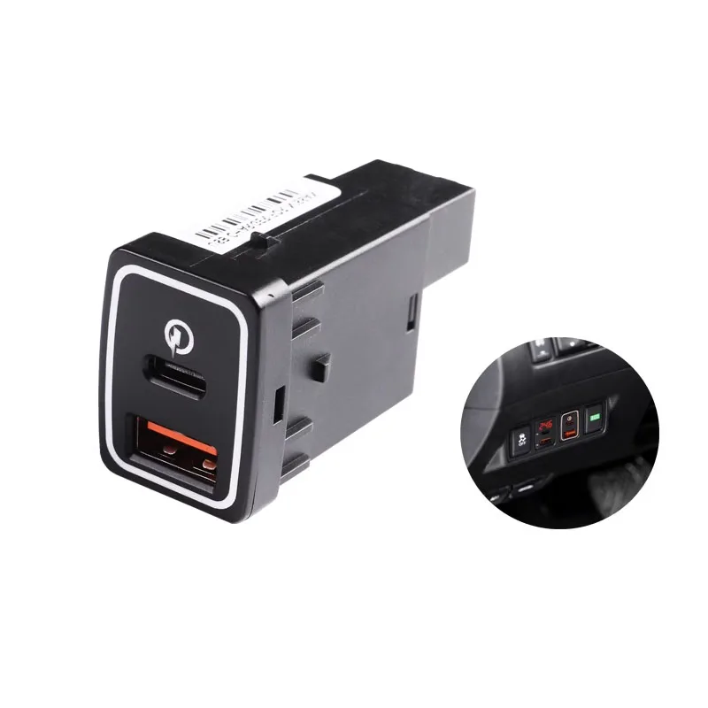 1pc nabíjačka automobilu PD Rýchly nabíjanie QC3.0 Dvojitý rýchly nabíjací konektorový napätie Vystavte pre Nissan X-Trail T32 2014-2020
