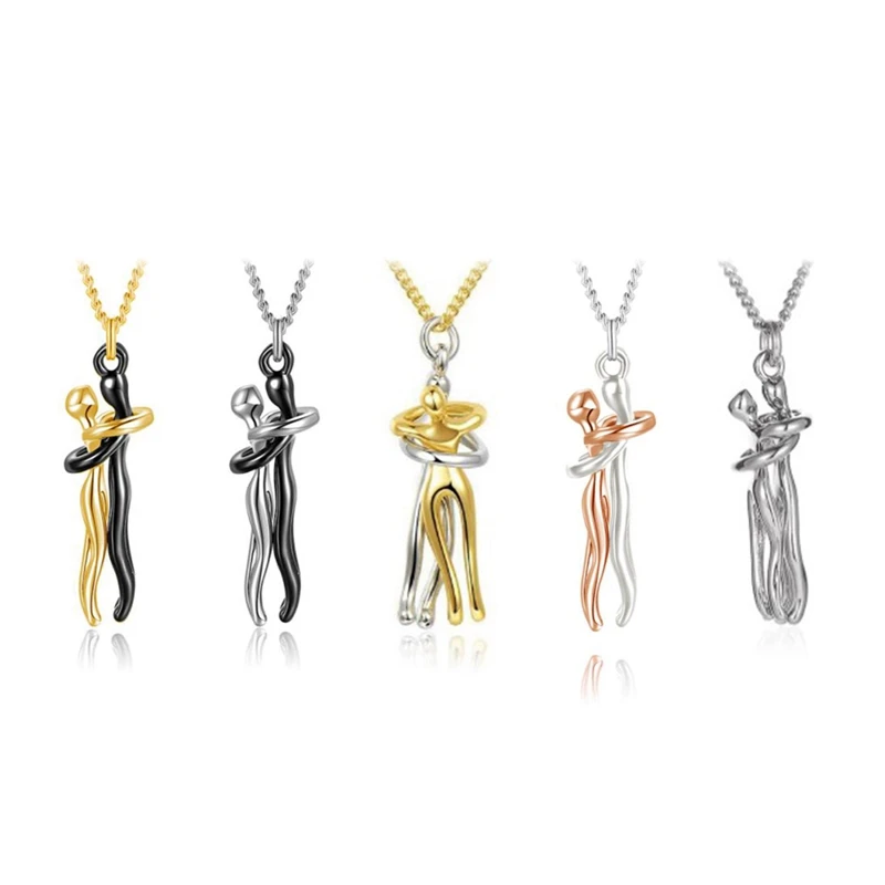 1PC New Fashion Hip Hop Enbrace Pár prívesok Náhrdelníky pre ženy Muži Muži Loveri Punk Huck Náhrdelník Promisy šperky Darčeky