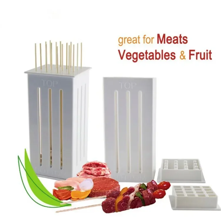 1PC Nový stroj na mäso SHOWER Kabob Maker Box BBQ Tool Hovädzie mäso Mäso Gril Machine hovädzie mäso Mäso 16 bambusové špajle QA 129