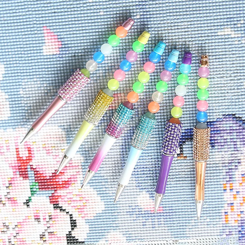 1pc náhodná farba Luminous Diamond Art Painting Pen DIY korálkové pero Crystal Point Vŕtačka Pen 5D krížový steh vyšíva